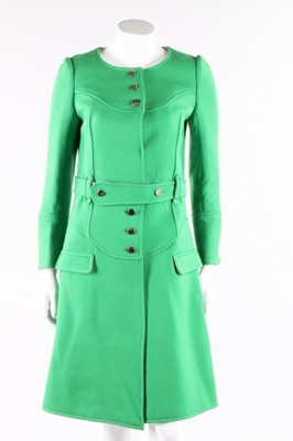 Lot 10 - A Courreges emerald-green wool coat, late...
