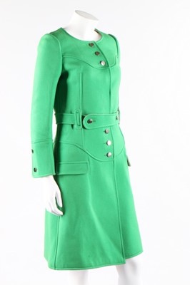 Lot 10 - A Courreges emerald-green wool coat, late...