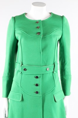 Lot 10 - A Courreges emerald-green wool coat, late...