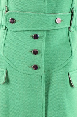 Lot 10 - A Courreges emerald-green wool coat, late...