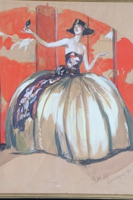 Lot 22 - Jean Gabriel Domergue design for a fan leaf,...