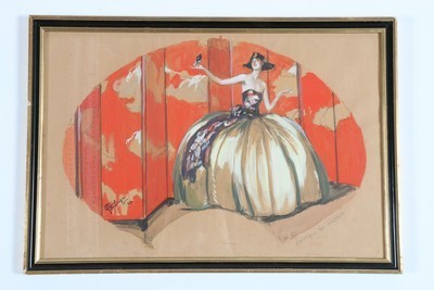 Lot 22 - Jean Gabriel Domergue design for a fan leaf,...