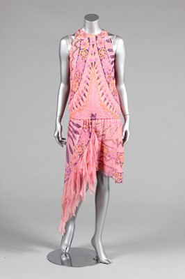 Lot 63 - A Zandra Rhodes printed pink chiffon cocktail...