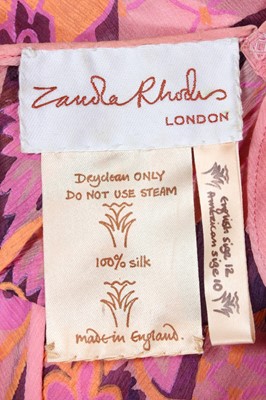 Lot 63 - A Zandra Rhodes printed pink chiffon cocktail...