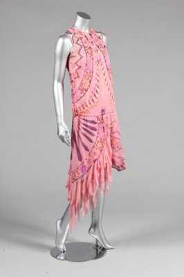 Lot 63 - A Zandra Rhodes printed pink chiffon cocktail...