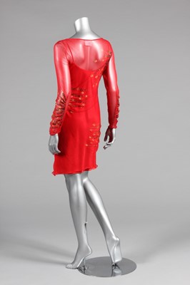 Lot 64 - A Zandra Rhodes printed red chiffon cocktail...