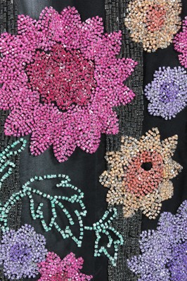 Lot 66 - A beaded flapper dress, mid 1920s, of black...