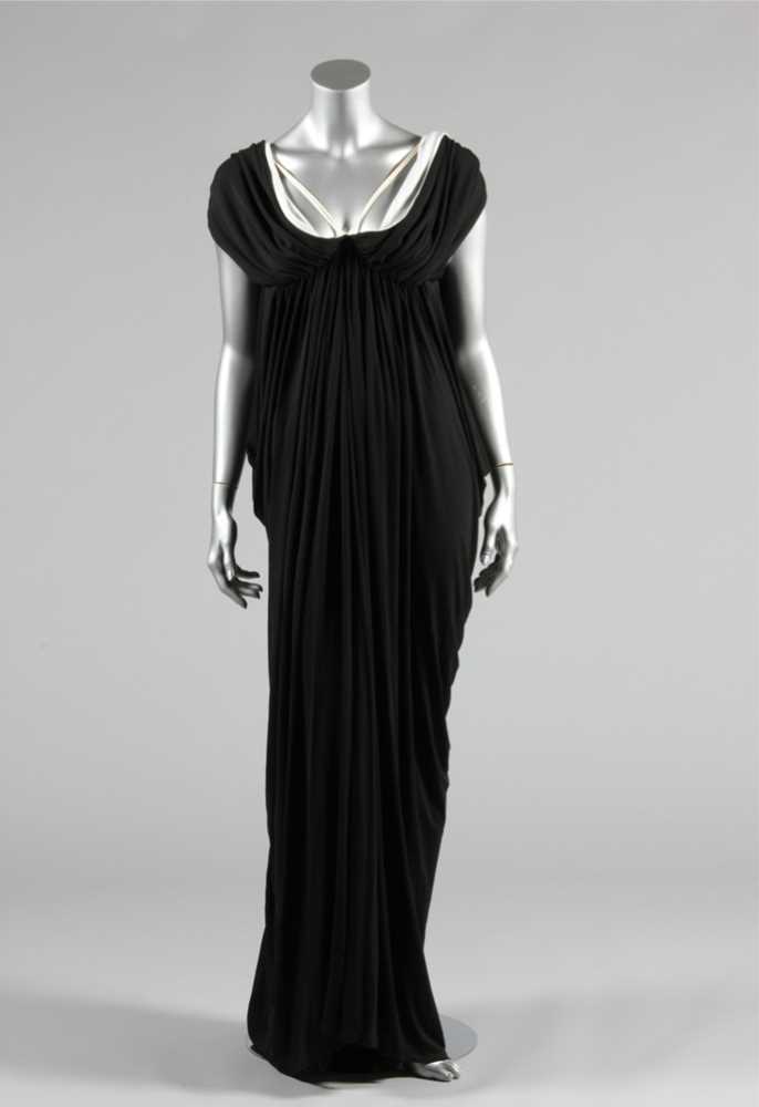 Lot 85 - A Yuki draped black and white jersey dress,...
