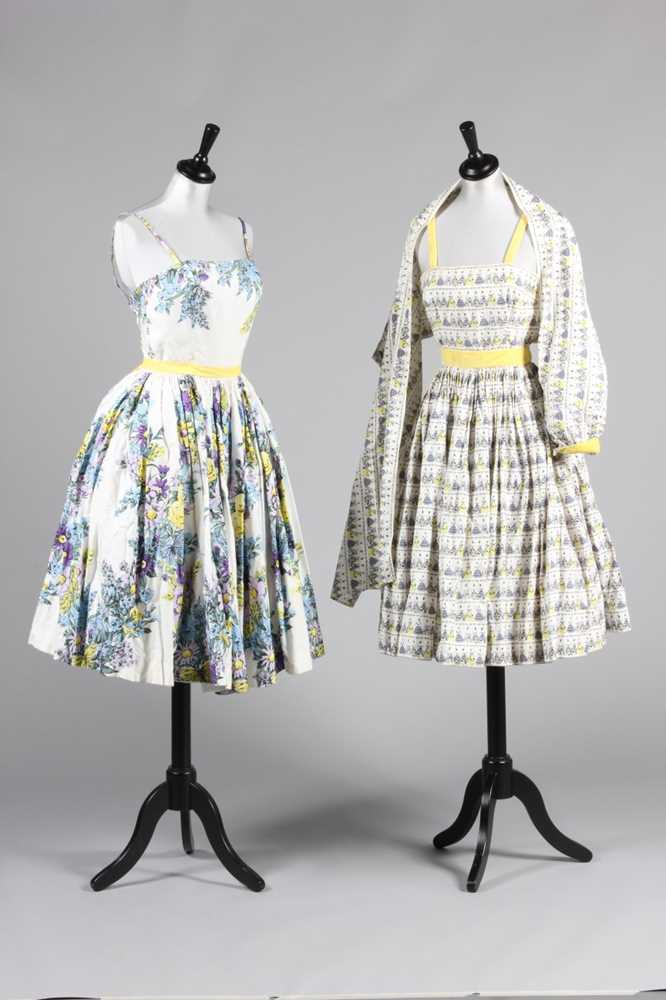 Lot 88 - Three printed cotton cocktail dresses, 1950s,...