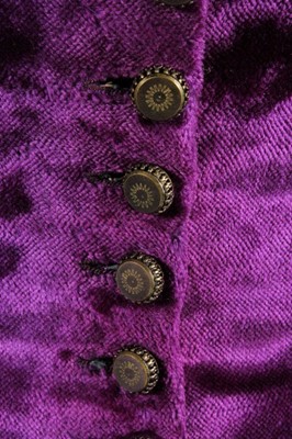 Lot 90 - A fine velvet plush mourning gown, circa 1887,...