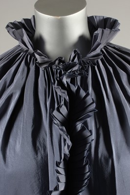 Lot 96 - A Lanvin couture blue silk faille evening cape,...