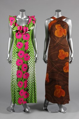 Lot 111 - A Pierre Cardin printed jersey maxi dress,...