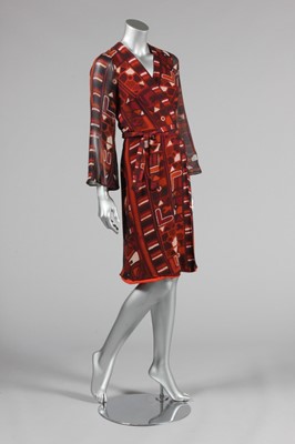 Lot 125 - A Thea Porter printed chiffon wrap dress,...