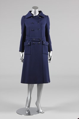 Lot 189 - A Courreges navy wool coat, circa 1970,...