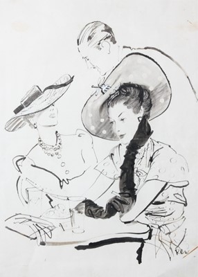 Lot 130 - Rene Bouet Willaumez fashion sketch 'Cotton...