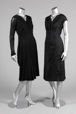 Lot 137 - A Nina Ricci couture black brocatelle dinner...