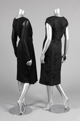 Lot 137 - A Nina Ricci couture black brocatelle dinner...