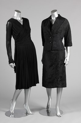 Lot 137 - A Nina Ricci couture black brocatelle dinner...
