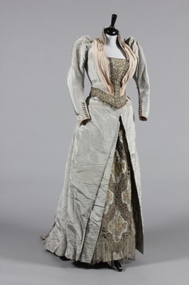 Lot 142 - A good Russell & Allen grey moire evening gown,...