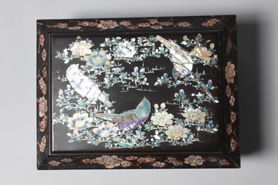 Lot 189 - A Japanese lacquered work box inlaid with...