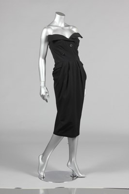 Lot 218 - A Dior-style black wool dinner dress, early...