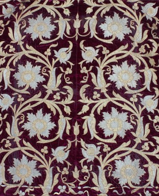Lot 311 - A fine and important embroidered purple velvet...