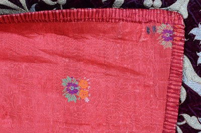 Lot 311 - A fine and important embroidered purple velvet...