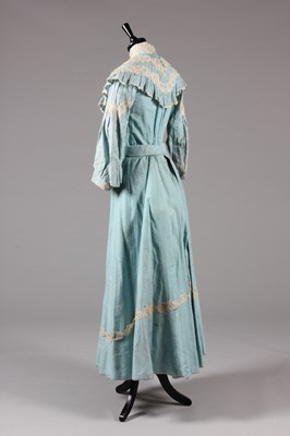 Lot 3 - A blue figured cotton summer gown, circa 1900,...
