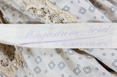 Lot 3 - A blue figured cotton summer gown, circa 1900,...