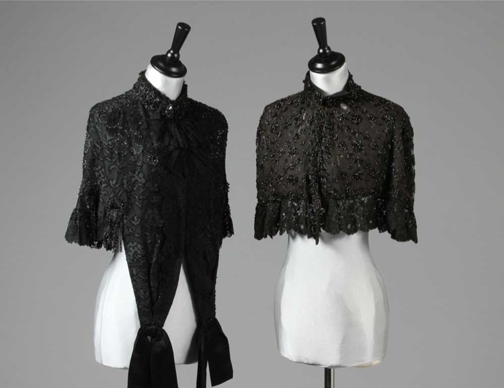 Lot 4 - A group of black beaded fichus, a beaded...