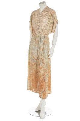 Lot 176 - A dress made from WWII printed silk 'escape'...