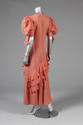 Lot 21 - Two floral printed chiffon dresses, early...