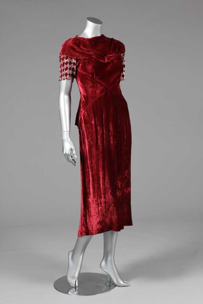 Lot 22 - Three bias-cut velvet evening gowns, 1930s,...