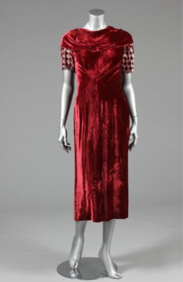 Lot 22 - Three bias-cut velvet evening gowns, 1930s,...