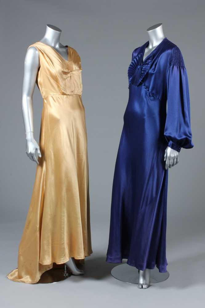 Lot 26 - Three evening gowns, 1930s, of royal blue...