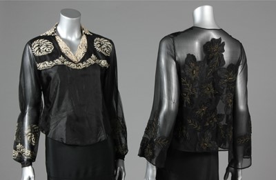 Lot 28 - Black evening wear, mid-late 1930s, comprising:...