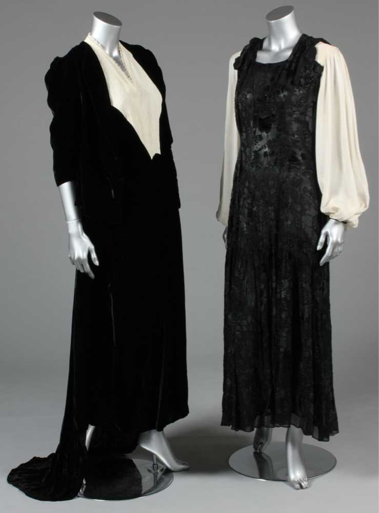 Lot 29 - Black and ivory evening-wear, 1930s-40s,...