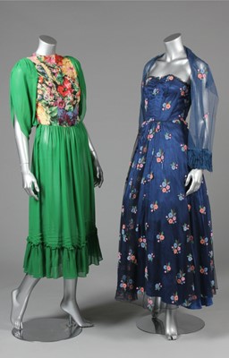 Lot 31 - Four evening gowns, comprising: copper satin...