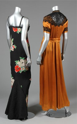 Lot 31 - Four evening gowns, comprising: copper satin...