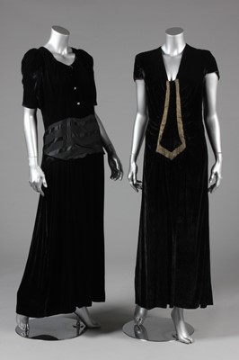 Lot 32 - A black sequined velvet evening cape, 1930s,...