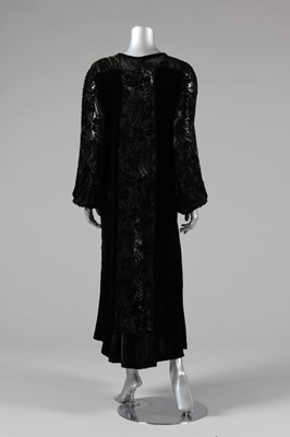 Lot 32 - A black sequined velvet evening cape, 1930s,...