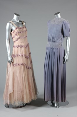 Lot 37 - Four 1950s evening gowns, comprising: pleated...
