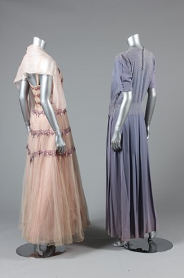 Lot 37 - Four 1950s evening gowns, comprising: pleated...