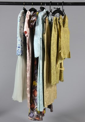 Lot 41 - A pale blue chiffon couture cocktail dress,...