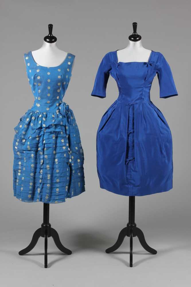 Lot 44 - A Susan Small royal blue faille cocktail dress,...