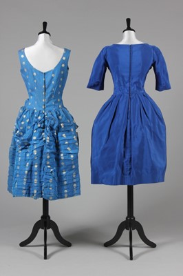 Lot 44 - A Susan Small royal blue faille cocktail dress,...