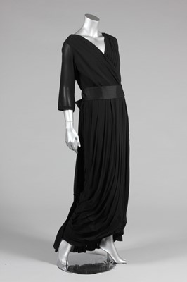 Lot 53 - A Desses style draped black georgette evening...