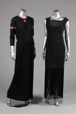 Lot 53 - A Desses style draped black georgette evening...