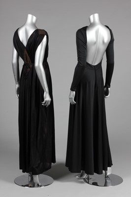 Lot 53 - A Desses style draped black georgette evening...