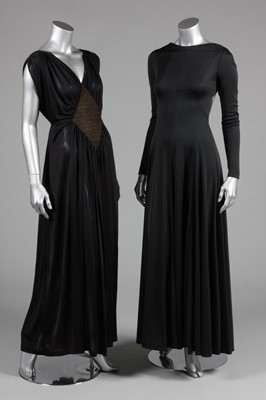 Lot 53 - A Desses style draped black georgette evening...